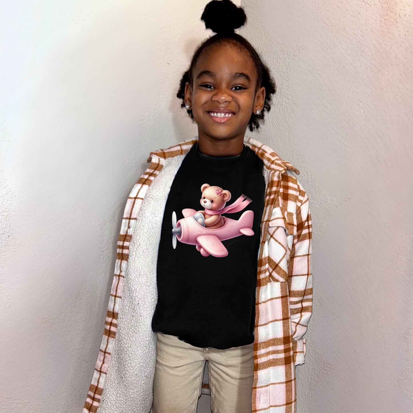 Jream Bear Aviator Girls Black Sweatshirt
