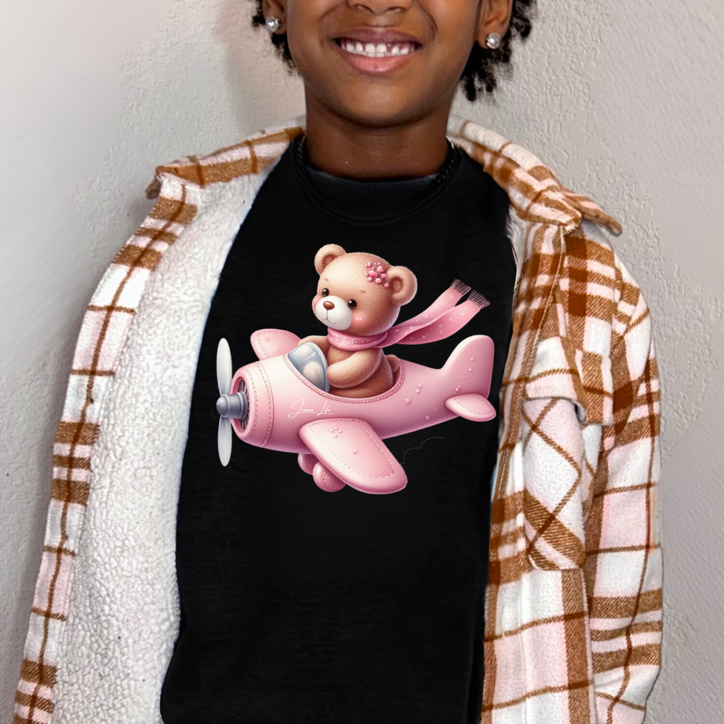 Jream Bear Aviator Girls Black Sweatshirt