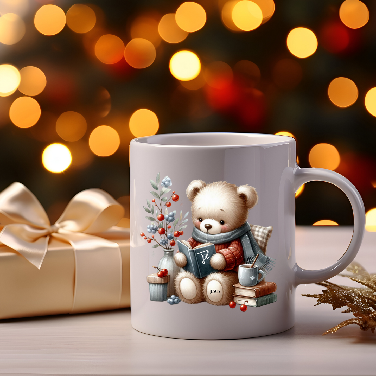 Scholarly Boy Bear Figurine Coffee Mug