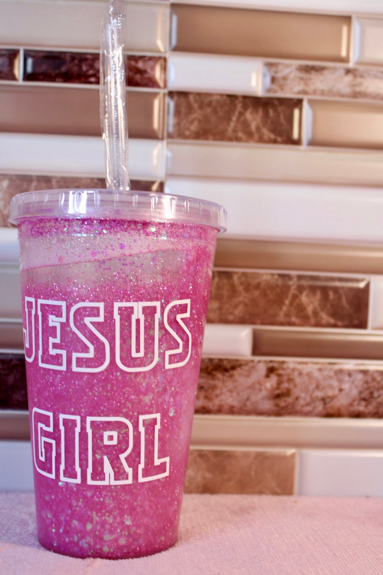 "Sparkling Faith" Customizable "Jesus Girl" Tumbler | DIY Custom Glitter Tumbler