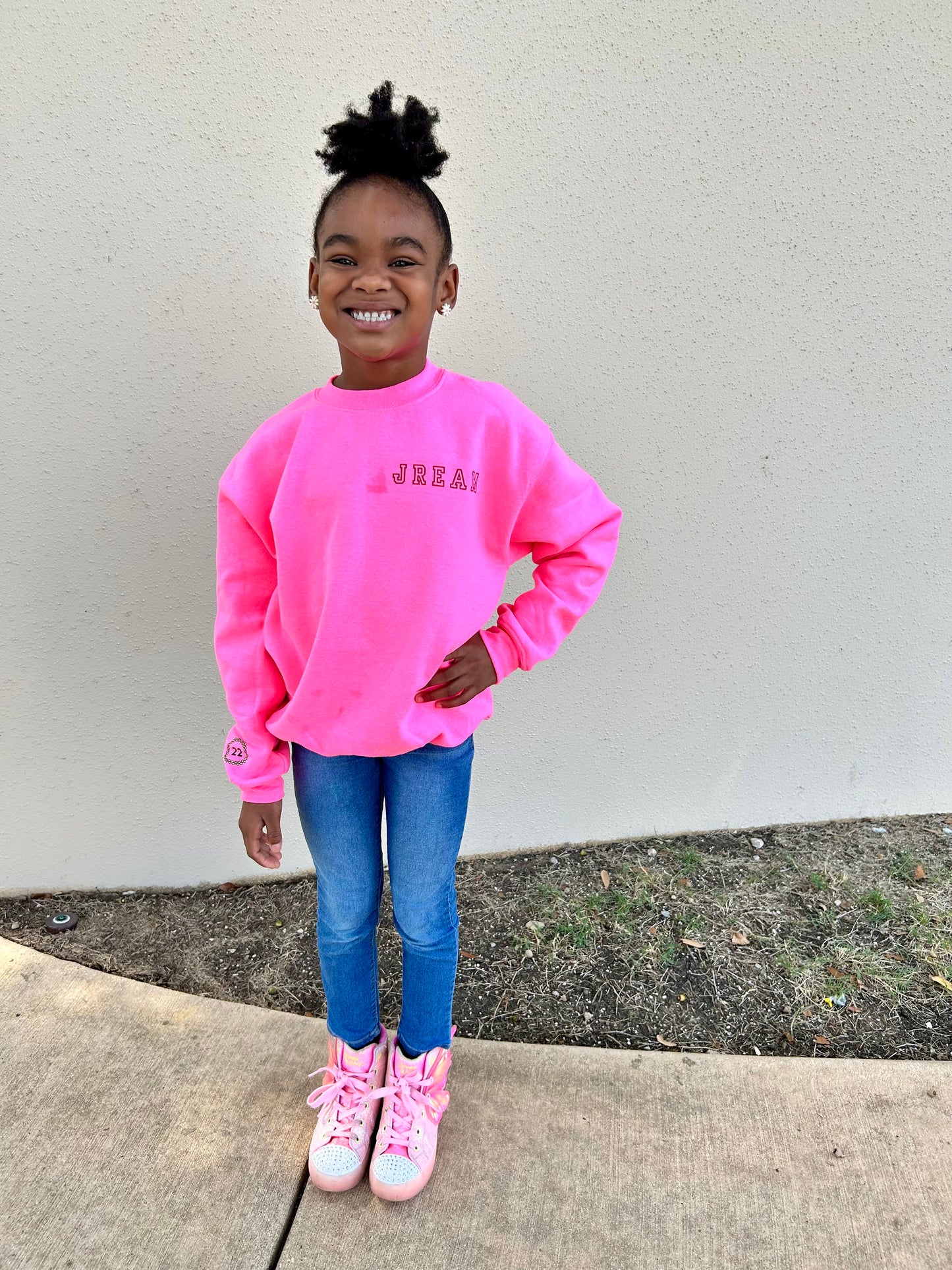 "Jream" University Style Girls Sweatshirt| Pink Sweatshirt
