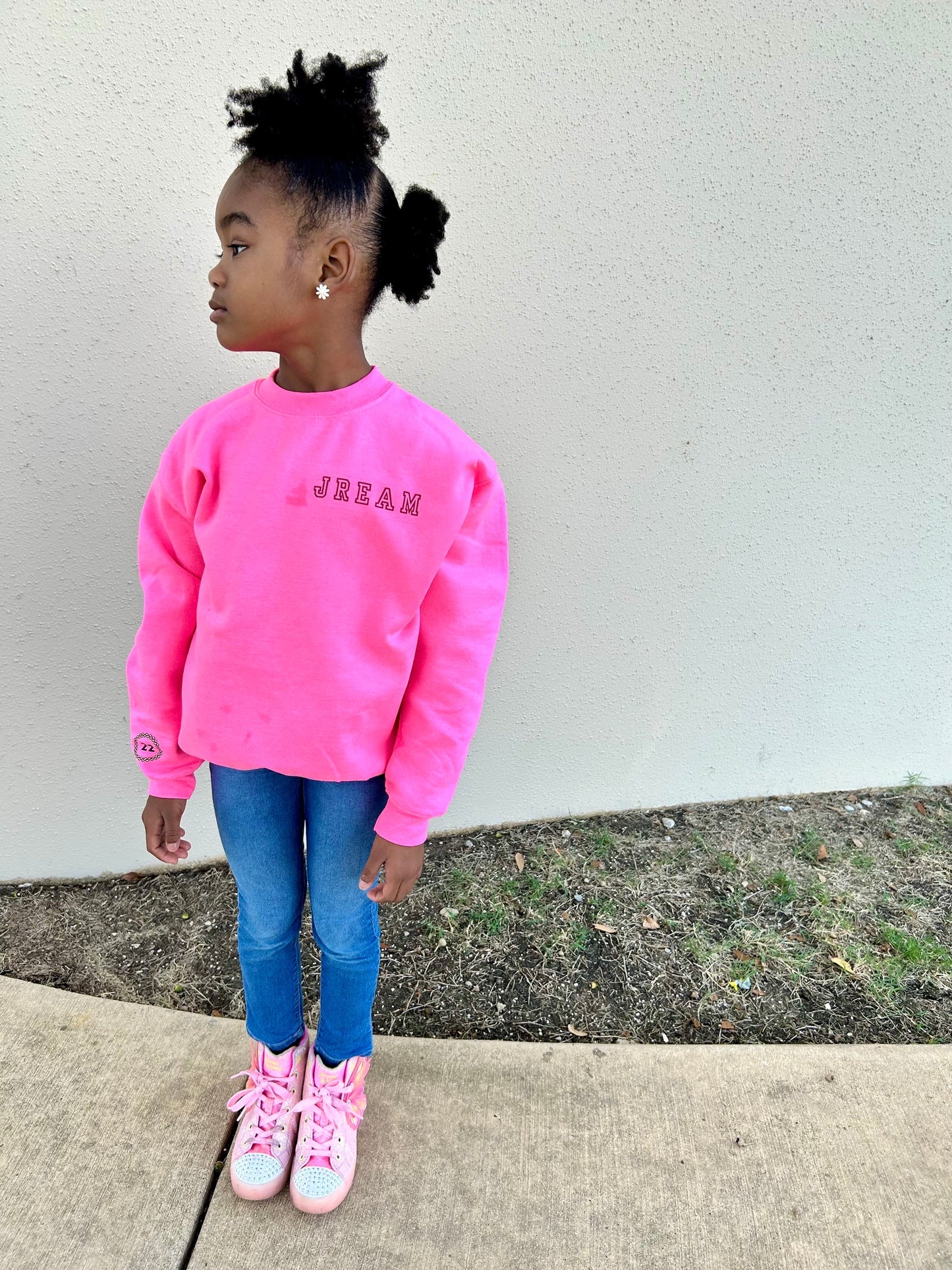 "Jream" University Style Girls Sweatshirt| Pink Sweatshirt