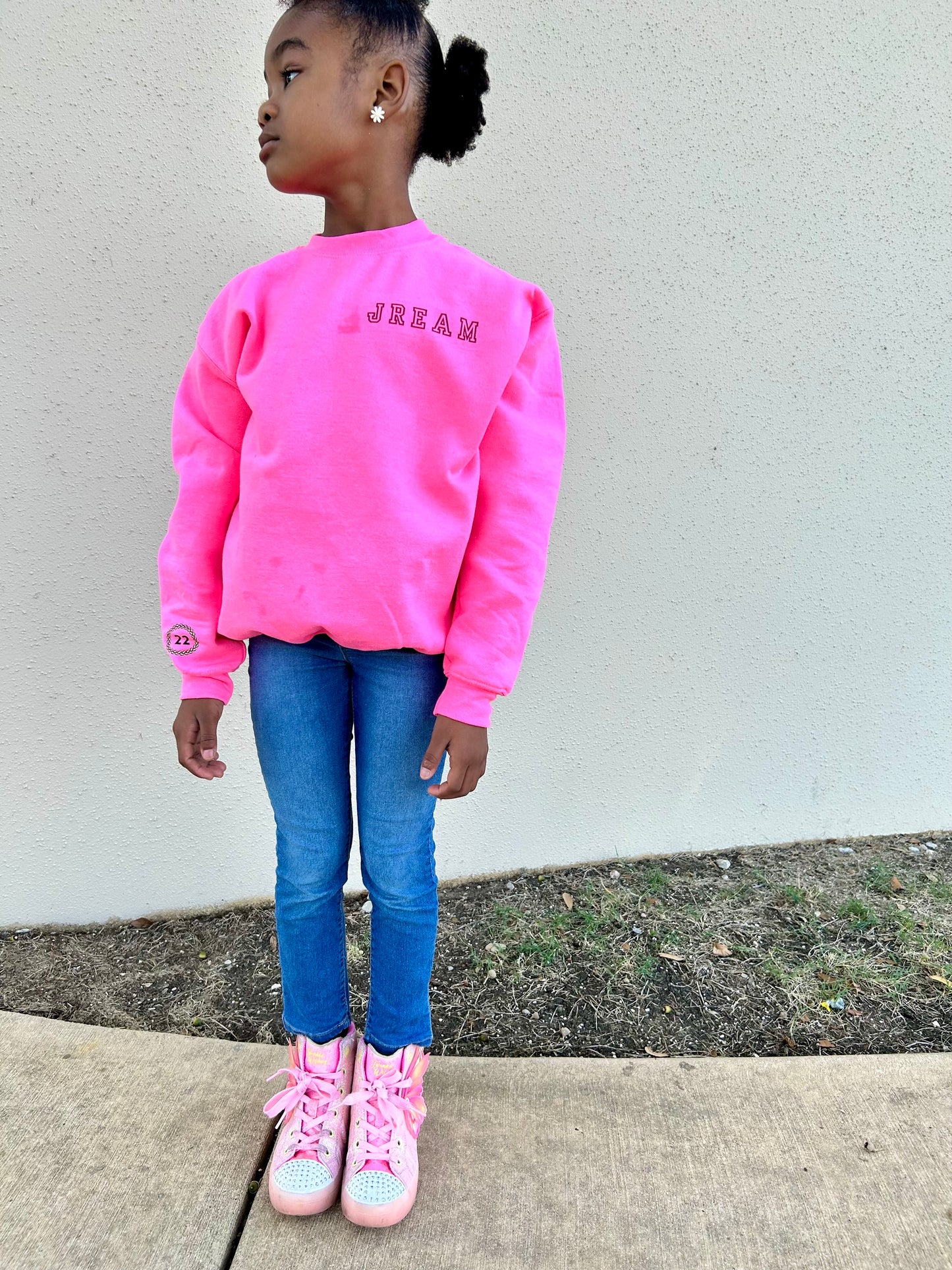 "Jream" University Style Girls Sweatshirt| Pink Sweatshirt