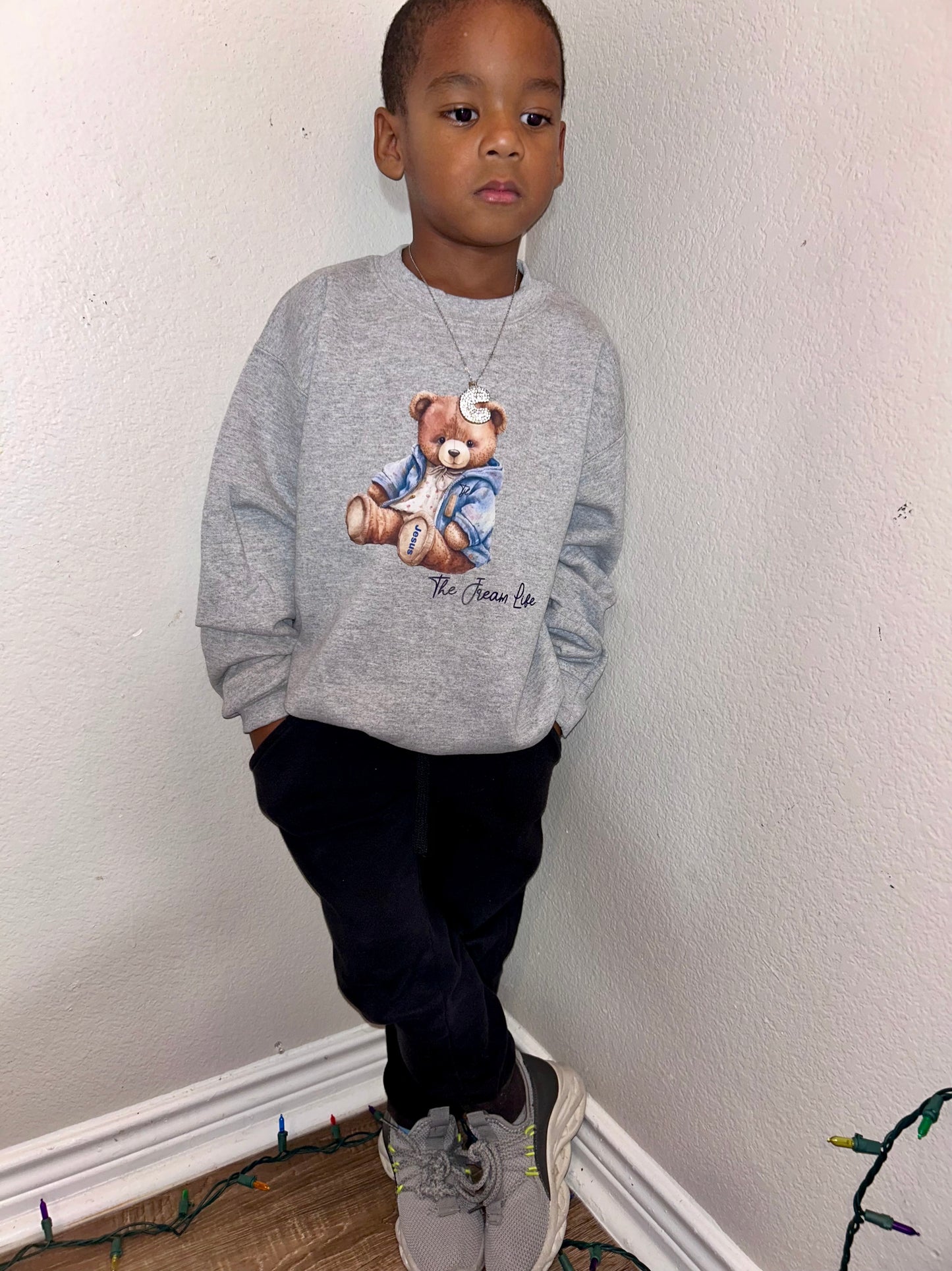 Cozy Bear Unisex Navy Blue & Grey Sweatshirt| Grey Sweatshirt