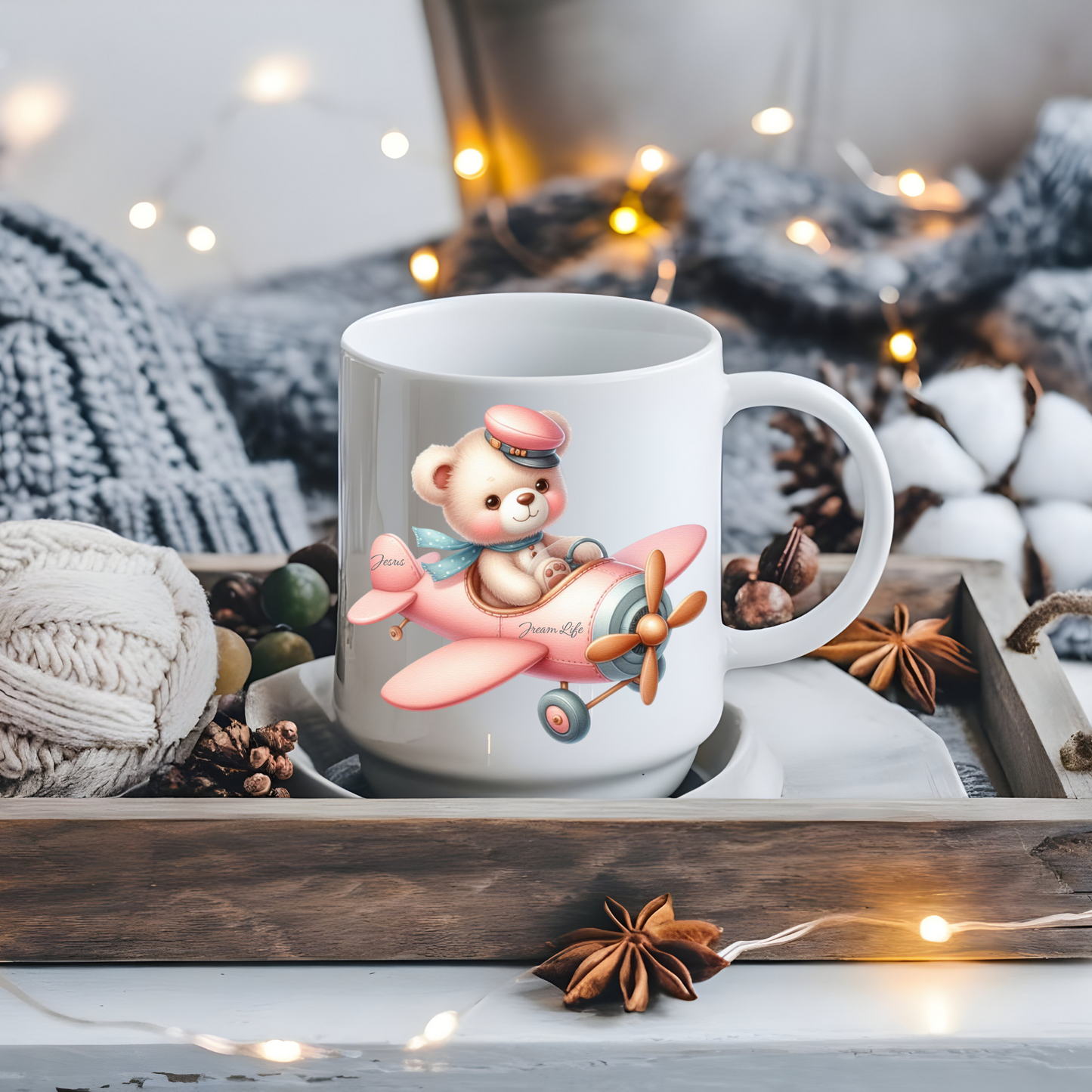 Pink Jream Airlines Bear Coffee Mug