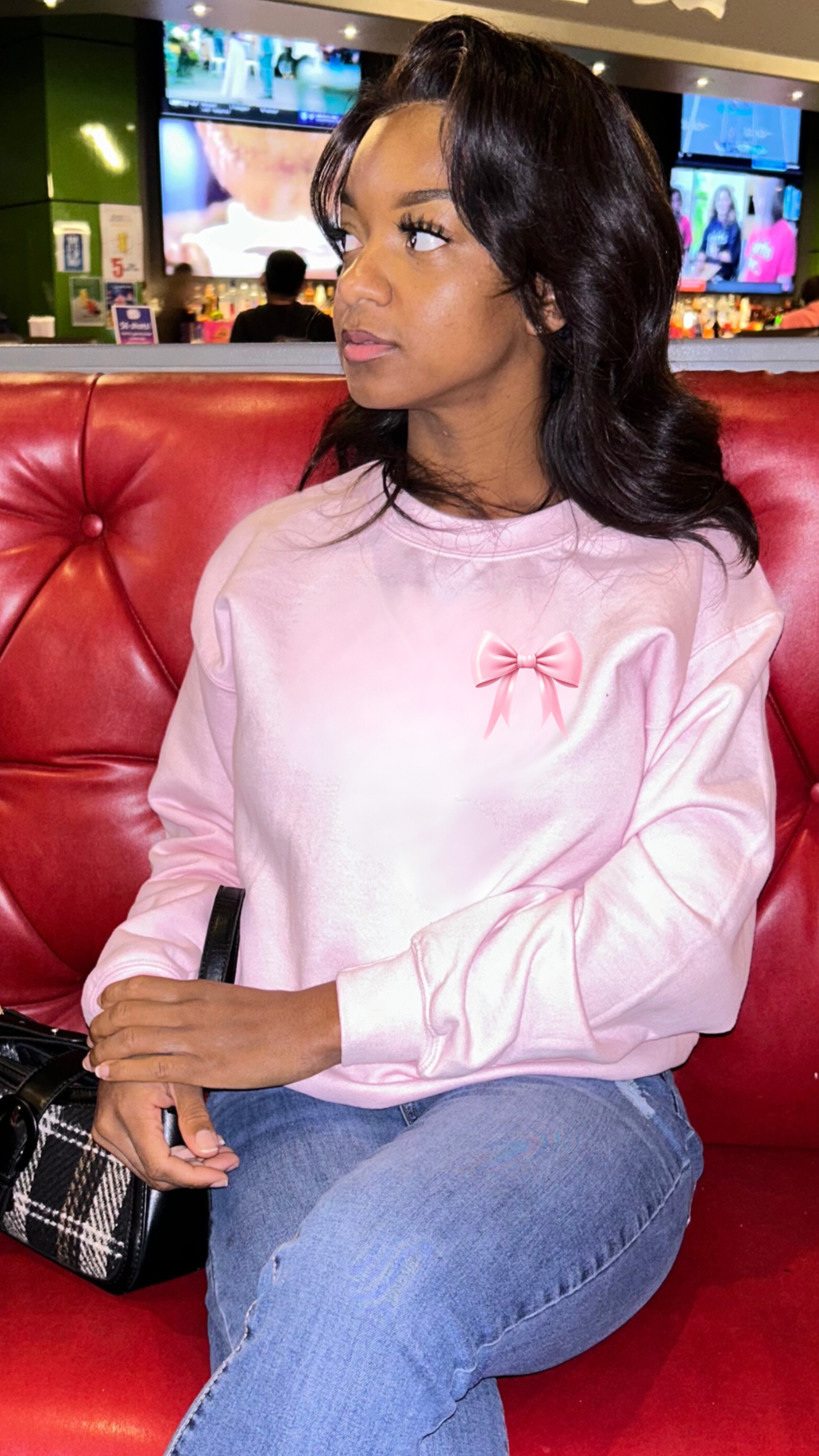 Pink Bow Coquette Women Sweatshirt| Coquette Sweatshirts