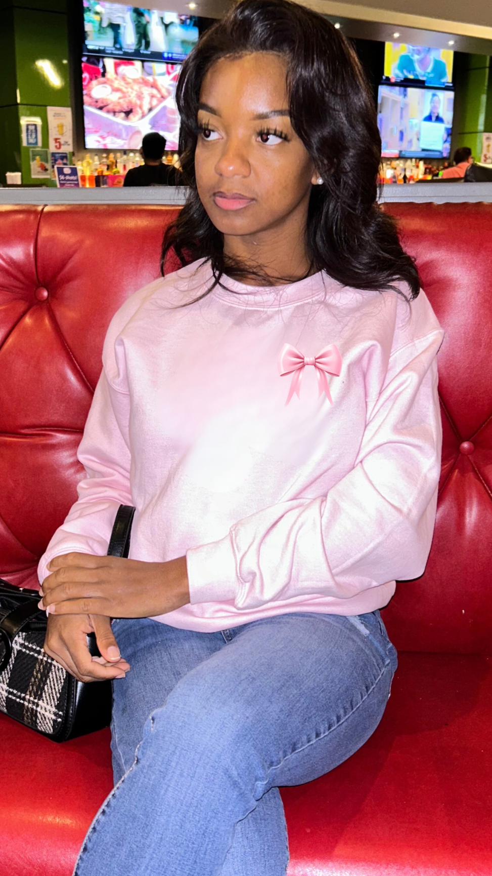 Pink Bow Coquette Women Sweatshirt| Coquette Sweatshirts