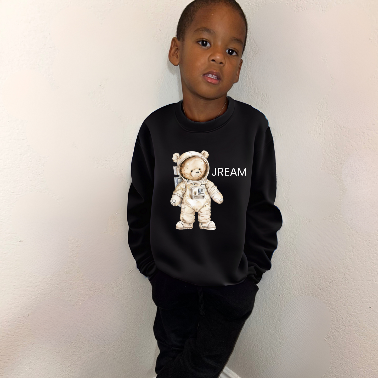 Jream Bear Astronaut Black Sweatshirt