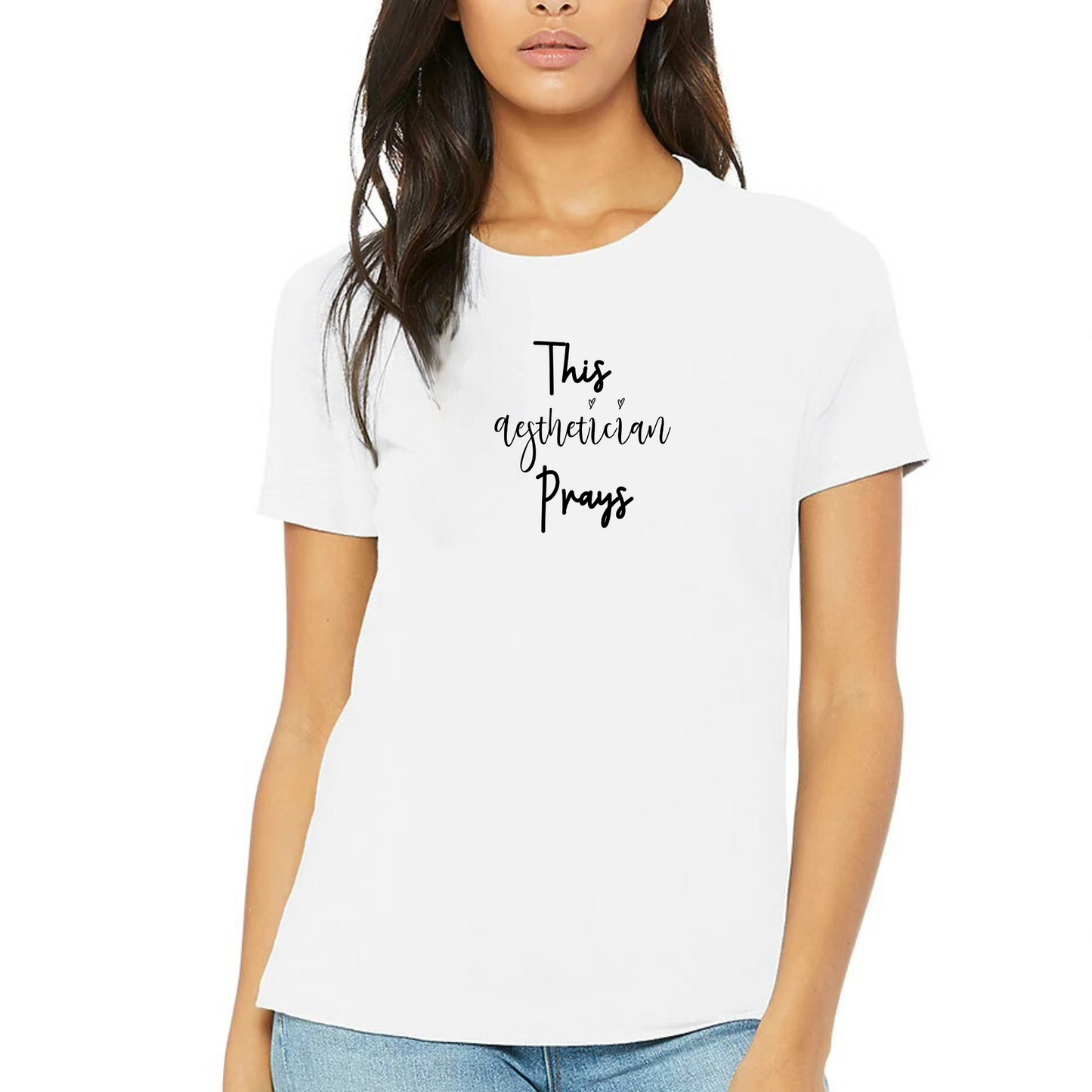 This Aesthetician Prays Inspirational Shirt| Aesthetician Shirts| Prayer Graphic Tees