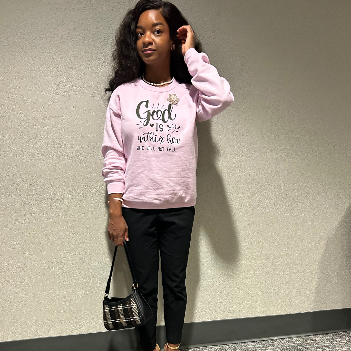 Psalm 46:5 God Is Within Her Pink Sweatshirt| Girls Sweatshirts| God Sweatshirts