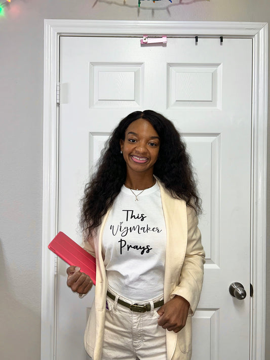 This Wigmaker Prays Inspirational Shirt| Hairstylist Shirts| Prayer Graphic Tees