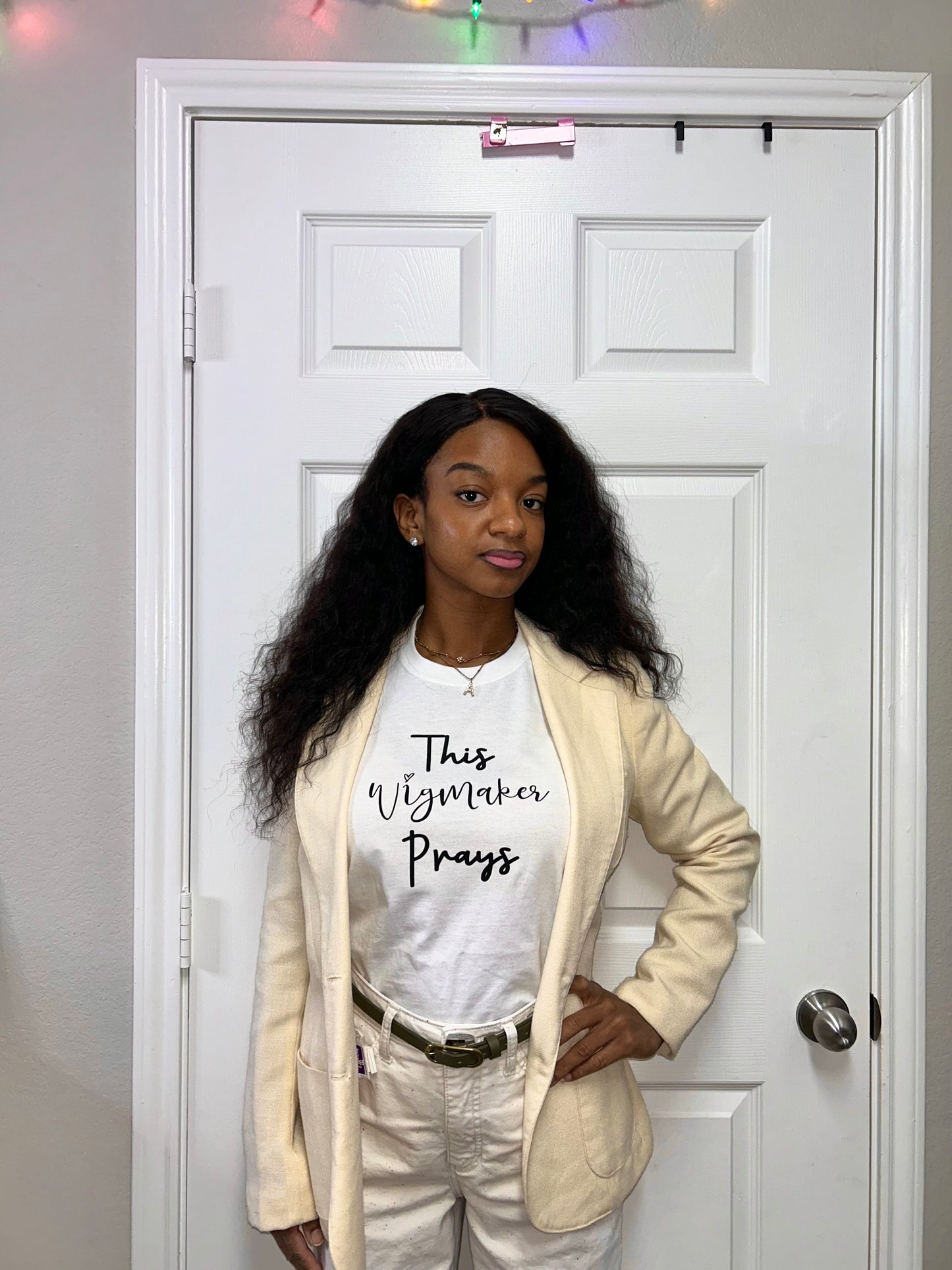 This Wigmaker Prays Inspirational Shirt| Hairstylist Shirts| Prayer Graphic Tees