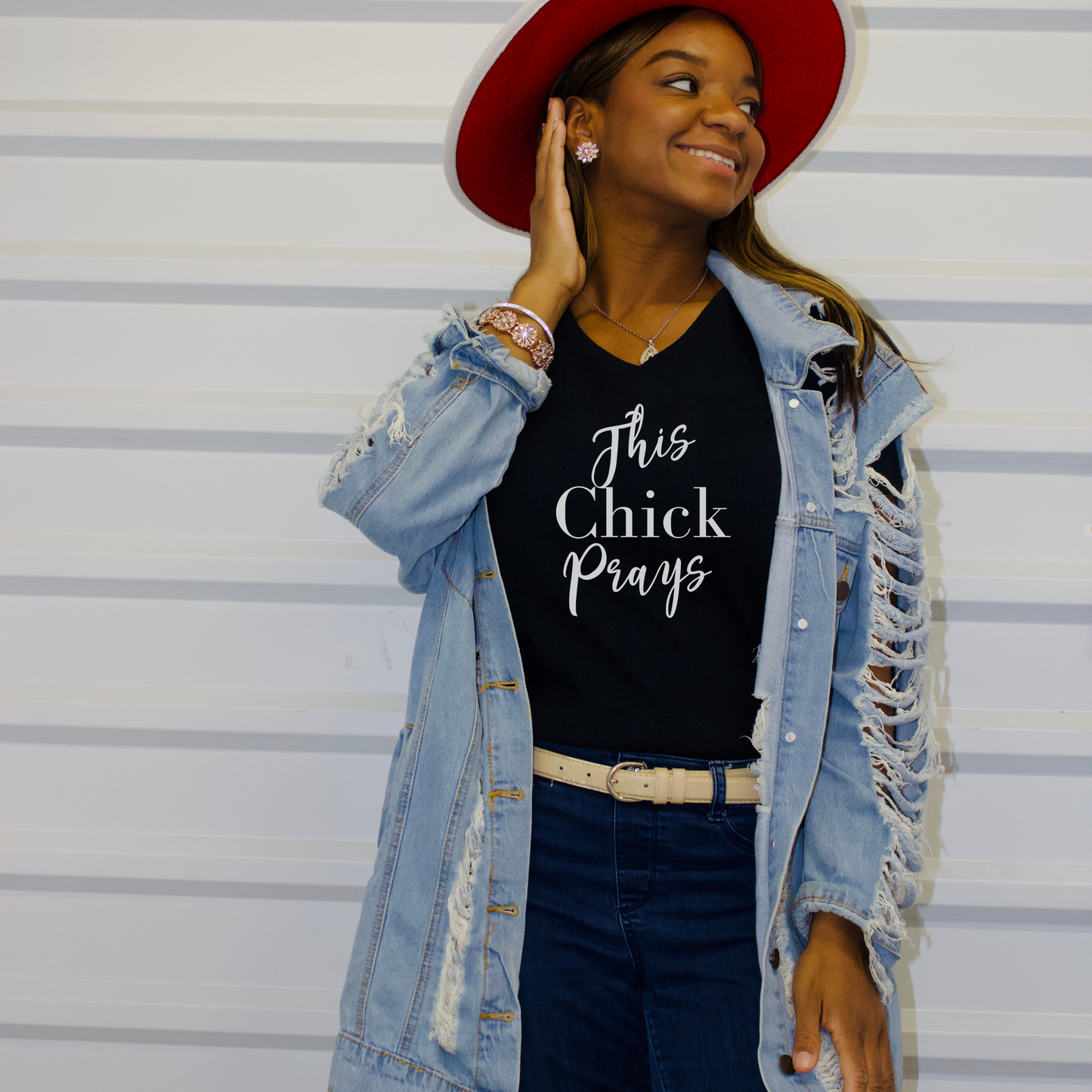 This Chick Prays Lady Shirt| Prayer Shirt| Christian Graphic Tees