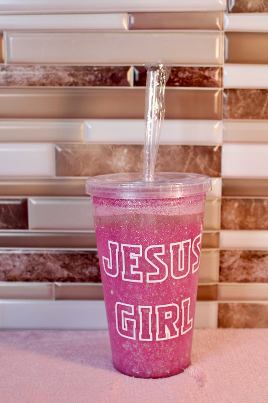 "Sparkling Faith" Customizable "Jesus Girl" Tumbler | DIY Custom Glitter Tumbler