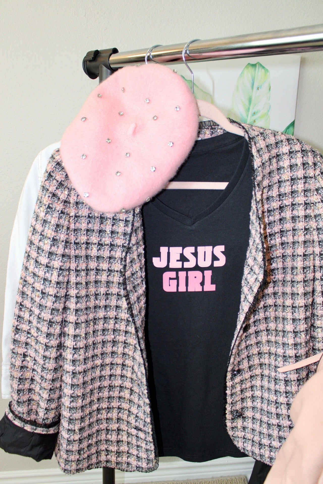 "Jesus Girl" V-neck Women's Christian Shirt| Pink Shirt| Jesus Shirts