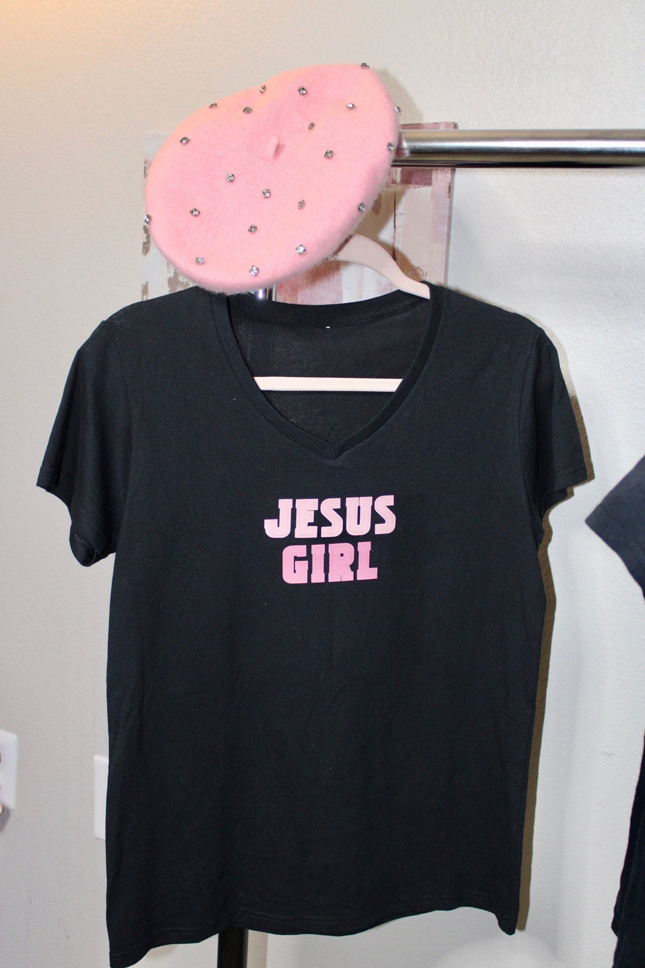 "Jesus Girl" V-neck Women's Christian Shirt| Pink Shirt| Jesus Shirts