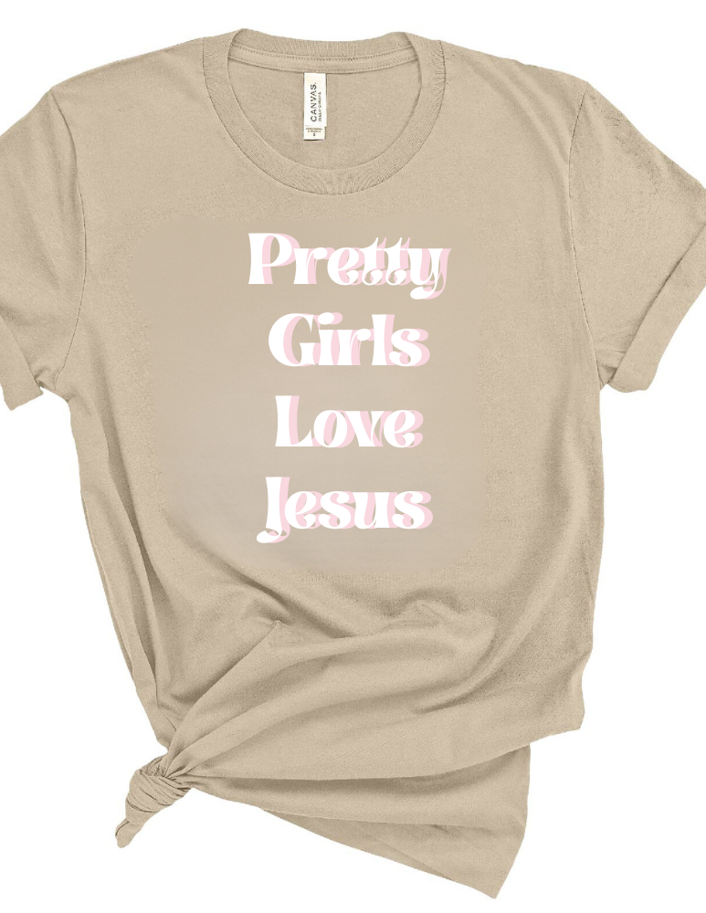 Pretty Girls Love Jesus Shirt- Women's Long Sleeve Crewneck Sweatshirt in Soft Cotton-Polyester Blend