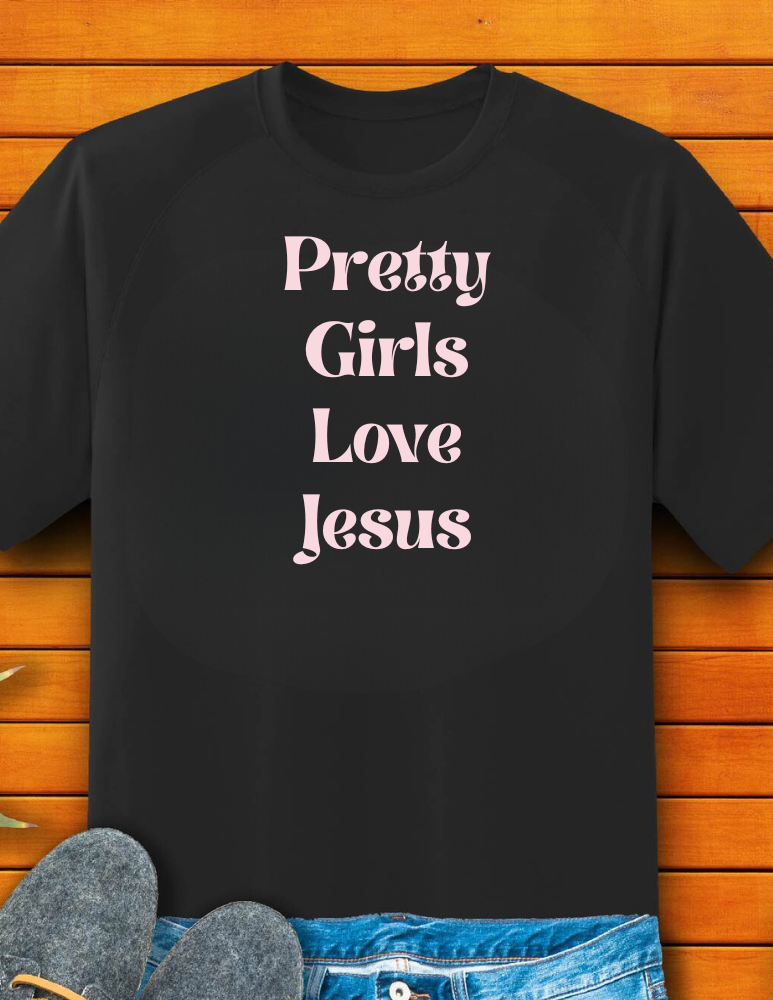 Pretty Girls Love Jesus Shirt- Women's Long Sleeve Crewneck Sweatshirt in Soft Cotton-Polyester Blend